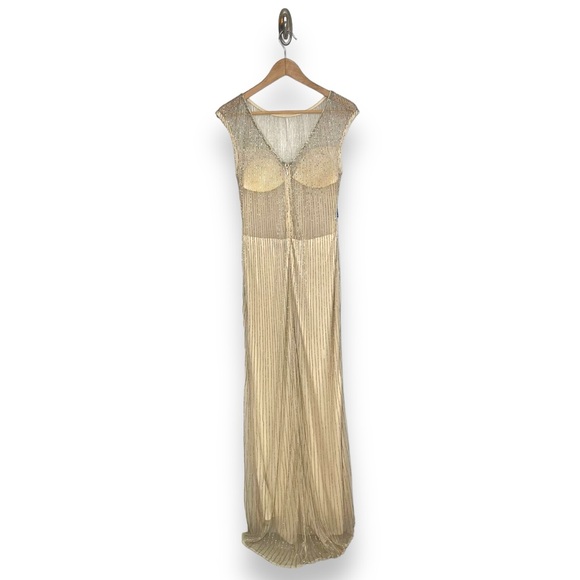 NWOT Parker Black Label Cream Beaded Elegant Floor Length Sheath Gown 6 (AS-IS) - Picture 2 of 11